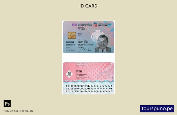 Plantilla de identificación de Croacia lista para imprimir
